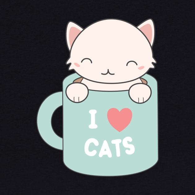 Kawaii Cute I love cats t-shirt by happinessinatee